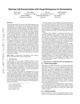 Steering LLM Summarization with Visual Workspaces for Sensemaking