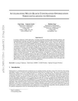 Accelerating Multi-Block Constrained Optimization Through Learning to
  Optimize