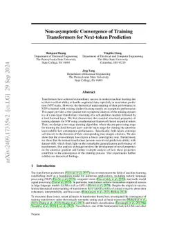 Non-asymptotic Convergence of Training Transformers for Next-token
  Prediction