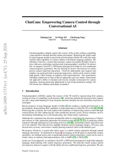 ChatCam: Empowering Camera Control through Conversational AI