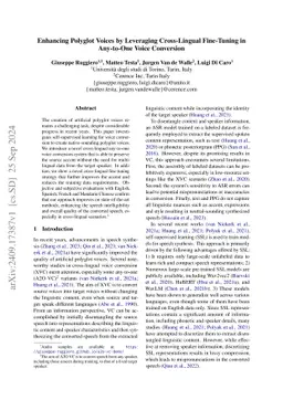 Enhancing Polyglot Voices by Leveraging Cross-Lingual Fine-Tuning in
  Any-to-One Voice Conversion