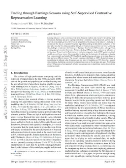 Trading through Earnings Seasons using Self-Supervised Contrastive
  Representation Learning