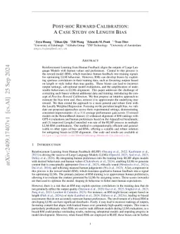 Post-hoc Reward Calibration: A Case Study on Length Bias