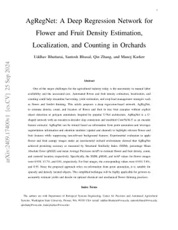 AgRegNet: A Deep Regression Network for Flower and Fruit Density Estimation, Localization, and Counting in Orchards