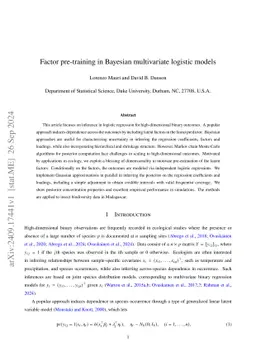 Factor pre-training in Bayesian multivariate logistic models