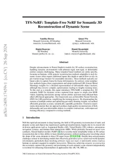 TFS-NeRF: Template-Free NeRF for Semantic 3D Reconstruction of Dynamic
  Scene