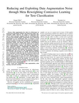 Reducing and Exploiting Data Augmentation Noise through Meta Reweighting
  Contrastive Learning for Text Classification