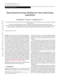 Shape-intensity knowledge distillation for robust medical image
  segmentation