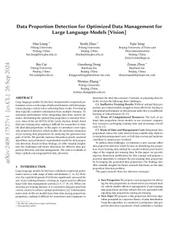 Data Proportion Detection for Optimized Data Management for Large
  Language Models