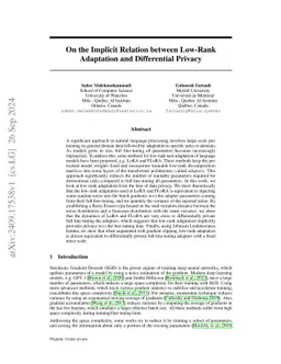On the Implicit Relation Between Low-Rank Adaptation and Differential Privacy