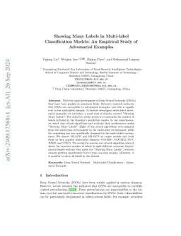 Showing Many Labels in Multi-label Classification Models: An Empirical
  Study of Adversarial Examples