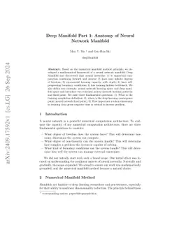 Deep Manifold Part 1: Anatomy of Neural Network Manifold