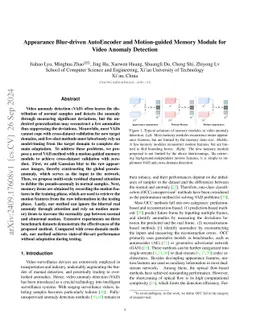 Appearance Blur-driven AutoEncoder and Motion-guided Memory Module for
  Video Anomaly Detection