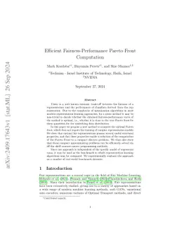 Efficient Fairness-Performance Pareto Front Computation
