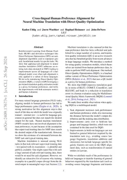 Cross-lingual Human-Preference Alignment for Neural Machine Translation with Direct Quality Optimization