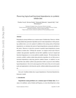 Preserving logical and functional dependencies in synthetic tabular data