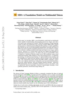 MIO: A Foundation Model on Multimodal Tokens