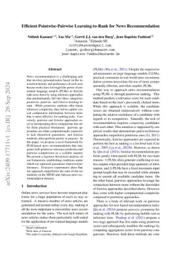 Efficient Pointwise-Pairwise Learning-to-Rank for News Recommendation