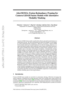 AlterMOMA: Fusion Redundancy Pruning for Camera-LiDAR Fusion Models with
  Alternative Modality Masking