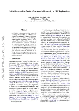 Faithfulness and the Notion of Adversarial Sensitivity in NLP
  Explanations