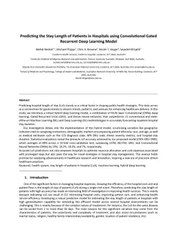 Predicting the Stay Length of Patients in Hospitals using Convolutional
  Gated Recurrent Deep Learning Model