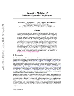 Generative Modeling of Molecular Dynamics Trajectories