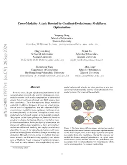 Cross-Modality Attack Boosted by Gradient-Evolutionary Multiform
  Optimization