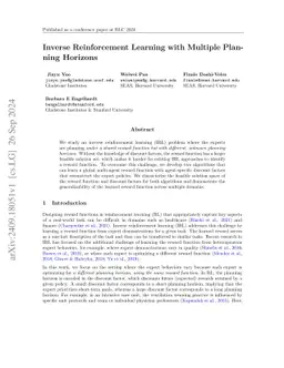 Inverse Reinforcement Learning with Multiple Planning Horizons