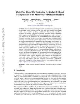Robot See Robot Do: Imitating Articulated Object Manipulation with
  Monocular 4D Reconstruction