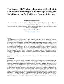 The Nexus of AR/VR, AI, UI/UX, and Robotics Technologies in Enhancing Learning and Social Interaction for Children with Autism Spectrum Disorders: A Systematic Review