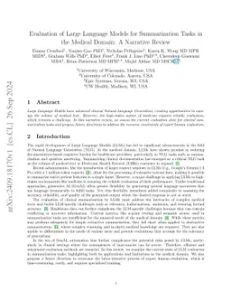Evaluation of Large Language Models for Summarization Tasks in the
  Medical Domain: A Narrative Review