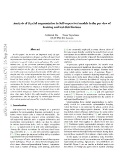 Analysis of Spatial augmentation in Self-supervised models in the
  purview of training and test distributions
