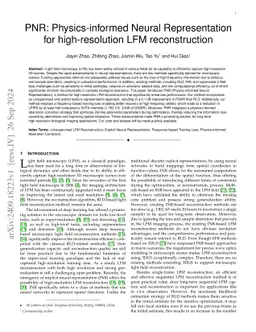 PNR: Physics-informed Neural Representation for high-resolution LFM
  reconstruction