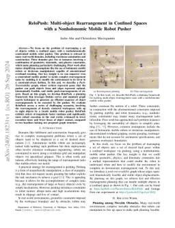 ReloPush: Multi-object Rearrangement in Confined Spaces with a Nonholonomic Mobile Robot Pusher