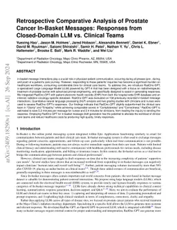 Retrospective Comparative Analysis of Prostate Cancer In-Basket
  Messages: Responses from Closed-Domain LLM vs. Clinical Teams