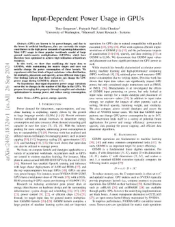 Input-Dependent Power Usage in GPUs