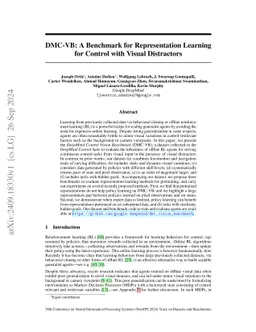 DMC-VB: A Benchmark for Representation Learning for Control with Visual
  Distractors