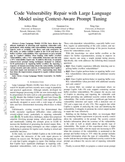 Code Vulnerability Repair with Large Language Model using Context-Aware Prompt Tuning