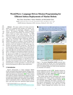 Word2Wave: Language Driven Mission Programming for Efficient Subsea Deployments of Marine Robots