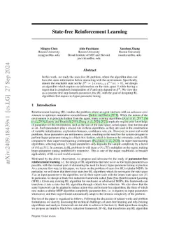 State-free Reinforcement Learning