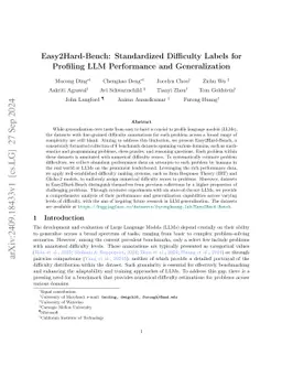 Easy2Hard-Bench: Standardized Difficulty Labels for Profiling LLM Performance and Generalization