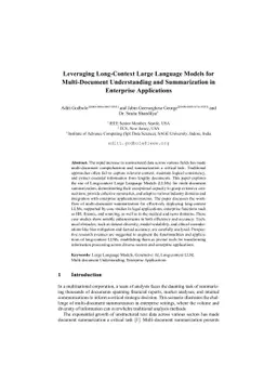 Leveraging Long-Context Large Language Models for Multi-Document
  Understanding and Summarization in Enterprise Applications