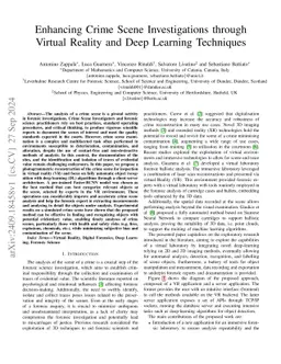 Enhancing Crime Scene Investigations through Virtual Reality and Deep
  Learning Techniques
