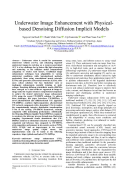 Underwater Image Enhancement with Physical-based Denoising Diffusion
  Implicit Models