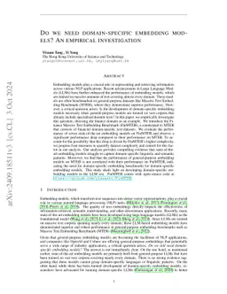 Do We Need Domain-Specific Embedding Models? An Empirical Investigation