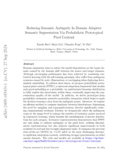Reducing Semantic Ambiguity In Domain Adaptive Semantic Segmentation Via
  Probabilistic Prototypical Pixel Contrast