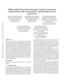 Differentially Private Non Parametric Copulas: Generating synthetic data
  with non parametric copulas under privacy guarantees