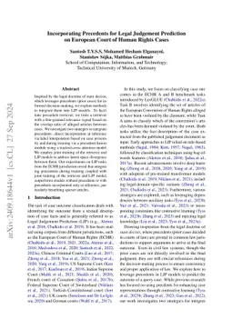 Incorporating Precedents for Legal Judgement Prediction on European
  Court of Human Rights Cases