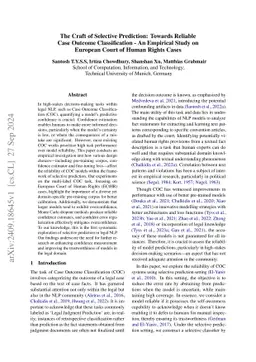 The Craft of Selective Prediction: Towards Reliable Case Outcome
  Classification -- An Empirical Study on European Court of Human Rights Cases