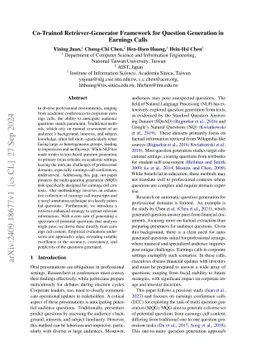 Co-Trained Retriever-Generator Framework for Question Generation in
  Earnings Calls